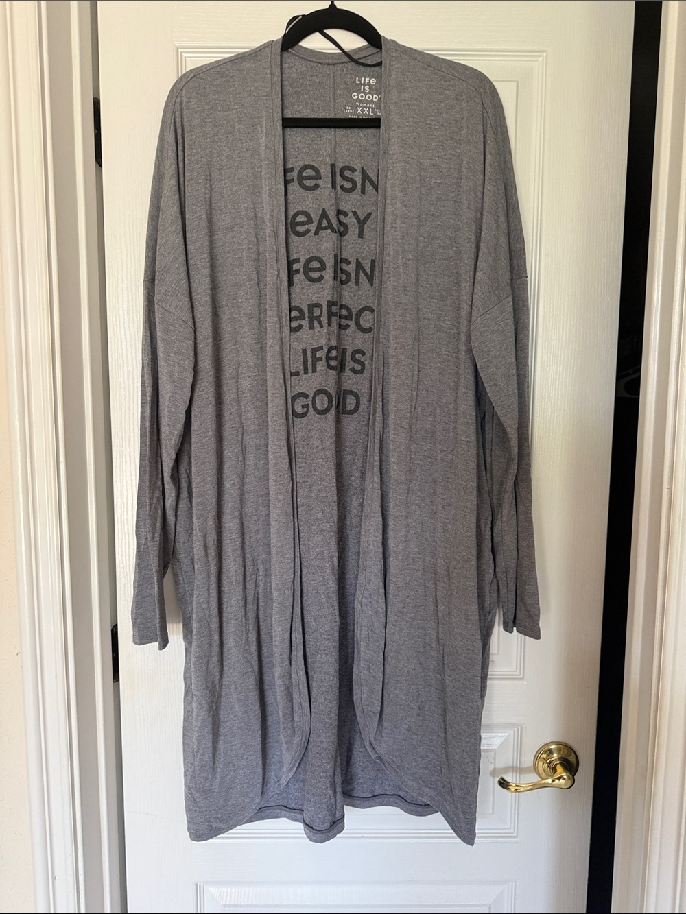 Life Is Good Light Gray Open Front Women's Cardigan